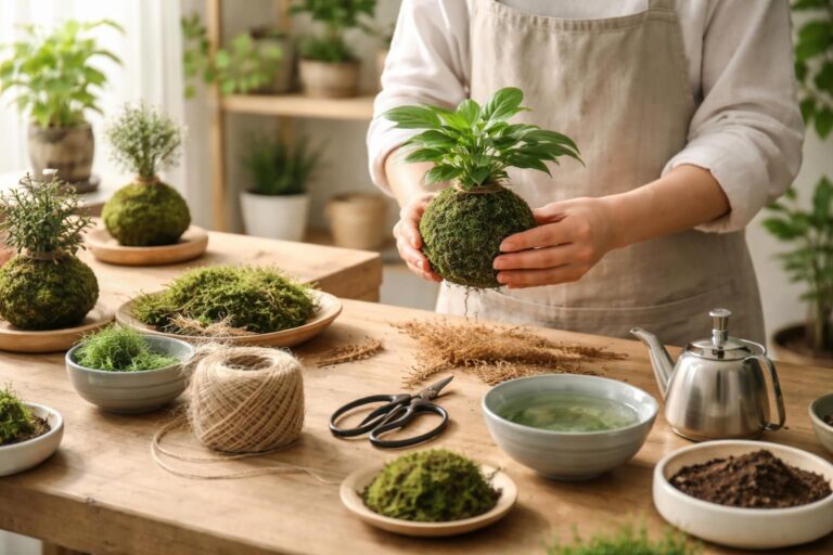 découvrez notre guide complet pour débutants et apprenez l'art du kokedama, une technique japonaise de création de plantes suspendues, pour embellir votre intérieur avec originalité.