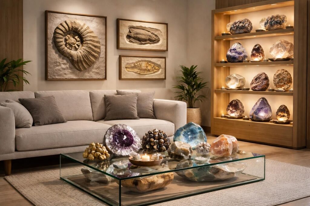 découvrez comment intégrer fossiles et minéraux dans votre décoration intérieure pour un style original et naturel qui fait son grand retour.