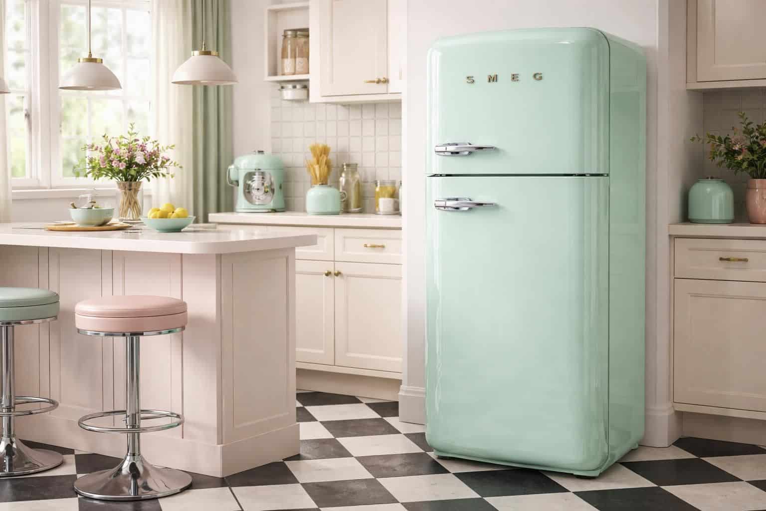 d&eacute;couvrez le nouveau frigo iconique de smeg, m&ecirc;lant design r&eacute;tro et modernit&eacute;, parfait pour sublimer votre d&eacute;coration int&eacute;rieure avec style et originalit&eacute;.