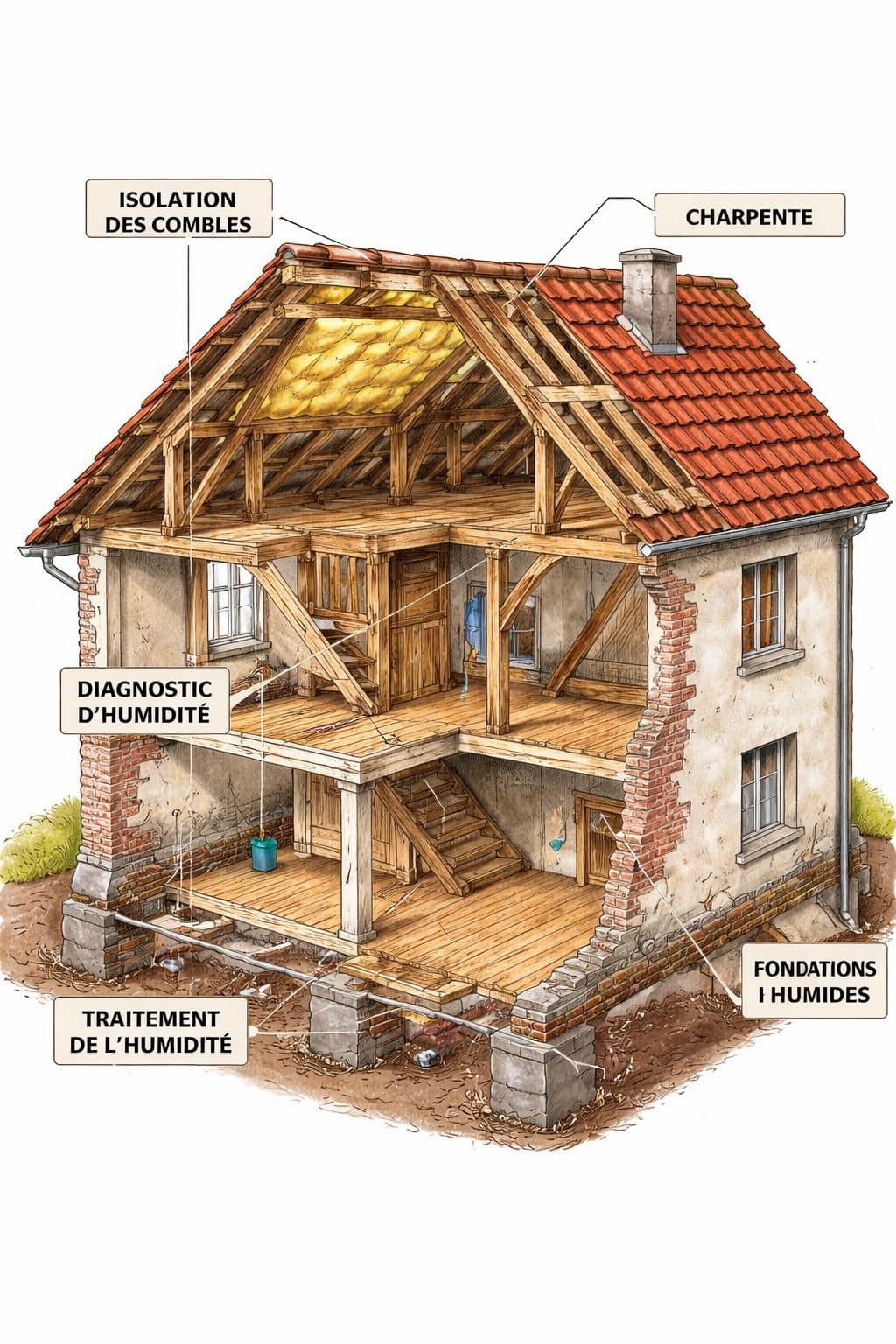 d&eacute;couvrez les travaux prioritaires &agrave; r&eacute;aliser dans une maison ancienne pour assurer sa s&eacute;curit&eacute;, son confort et sa durabilit&eacute;.